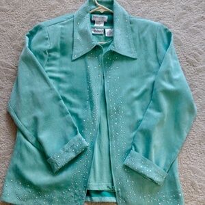 Suede Like Silver Studded Jacket with Shirt